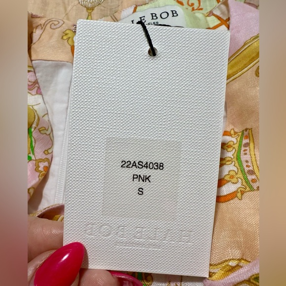 NWT HALE BOB Sophrona Pastel Paisley Print Drape Front Linen Skirt Size Small - Picture 8 of 8